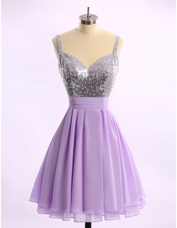 Sexy A-Line Sweetheart Short Chiffon Homecoming Dress with Straps