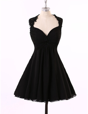 Sexy Nice A-Line Sweetheart Short Chiffon Black Backless Homecoming Dress