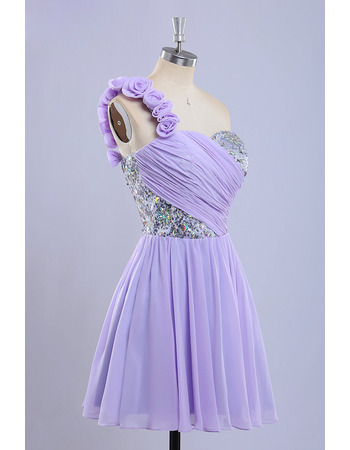 Classic Style A-Line One Shoulder Short Chiffon Homecoming Dress