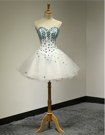 Junior Ball Gown Sweetheart Short Rhinestone Homecoming Dress