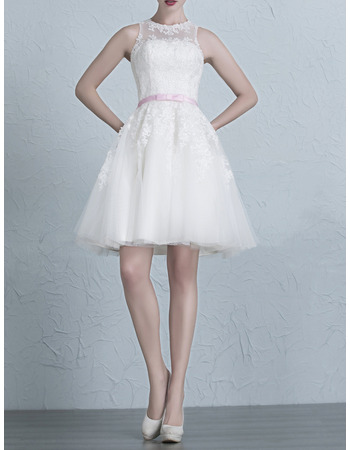 Classic Elegant A-Line Short/ Mini Organza Wedding Dress with Belts