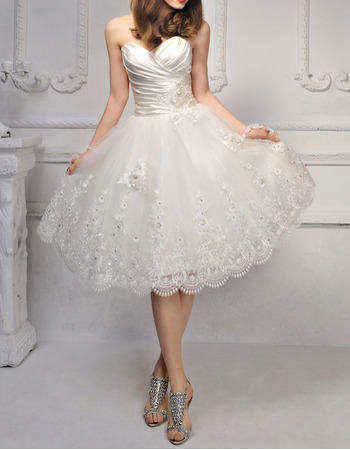 Informal Modern Sweetheart Knee Length Satin Organza Wedding Dress