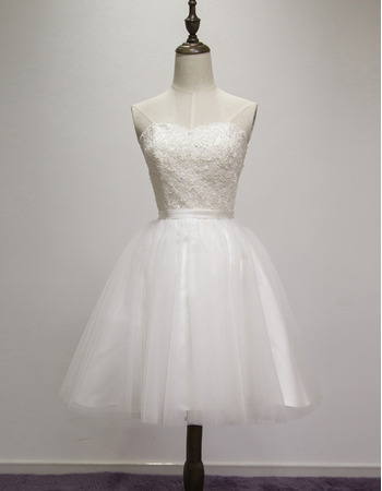 Informal Ball Gown Sweetheart Sleeveless Short Satin Wedding Dress