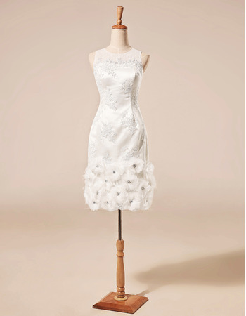 Beautiful Sheath Sleeveless Short Floral Skirt Wedding Dress