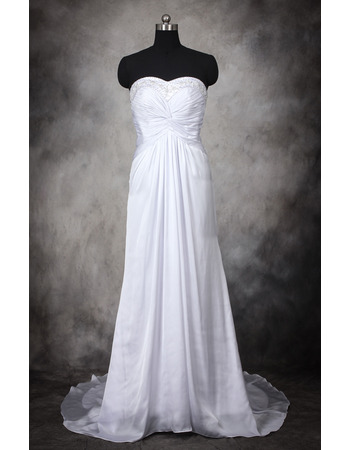 Trendy Empire Waist Sweetheart Brush Train Chiffon Wedding Dress