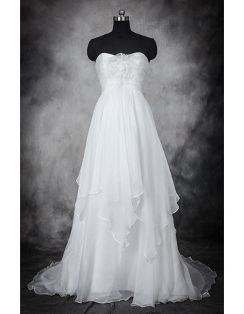 Romantic Empire Waist Sweetheart Long Organza Layered Skirt Wedding Dress