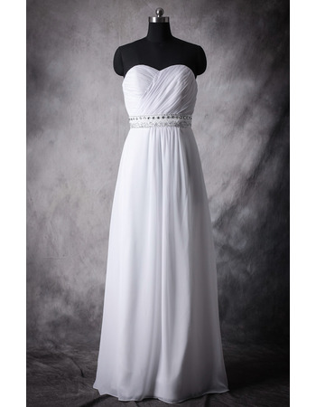 Classic Empire Sweetheart Sleeveless Floor Length Chiffon Plus Size Wedding Dress