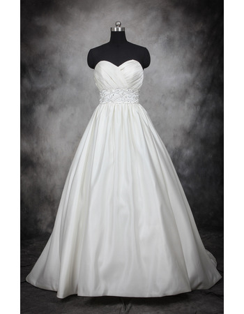 Custom Designer Ball Gown Sweetheart Court Train Satin Plus Size Wedding Dress