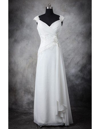 Discount Designer Sheath Sweetheart Floor Length Chiffon Wedding Dress