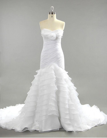 Luxury Mermaid Sweetheart Chapel Train Layered Skirt Wedding Dress