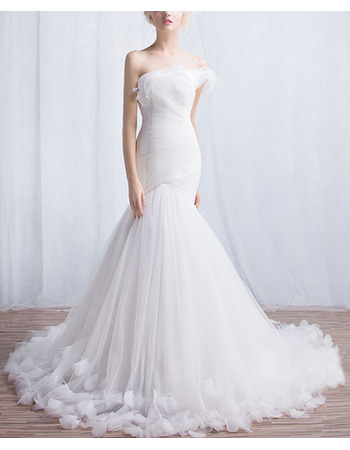 Designer Chic Mermaid Asymmetric Court Train Organza Wedding Dress