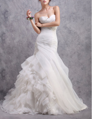 Women's Gorgeous Sheath Sweetheart Court Train Asymmetric Wedding Dress