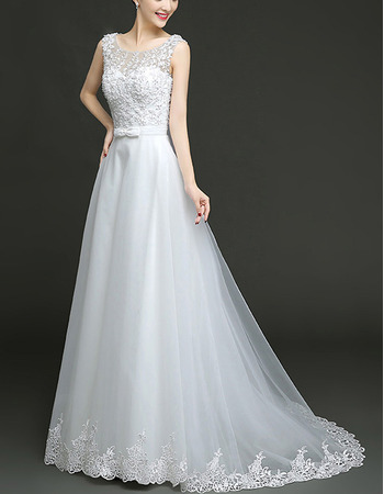 Custom Classic A-Line Floor Length Beaded Bodice Taffeta Organza Wedding Dress