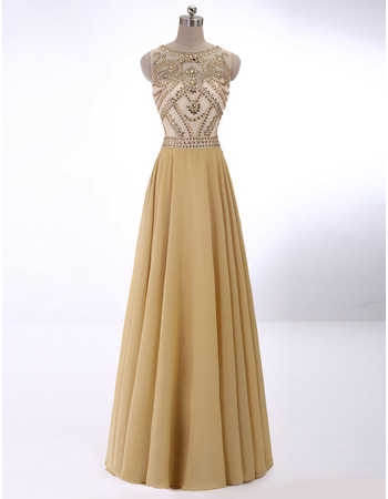 Custom Best Sleeveless Long Rhinestone Sheer Bodice Prom Evening Dress