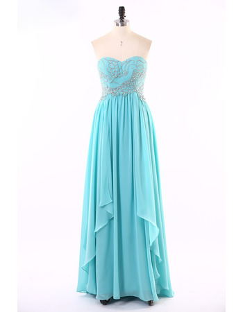Custom Sweetheart Sleeveless Floor Length Chiffon Evening Dress
