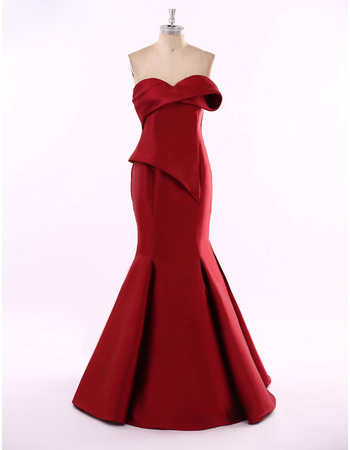 Sexy Mermaid Sweetheart Floor Length Satin Prom Evening Dress