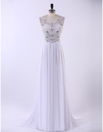 Beautiful V-Neck Floor Length Chiffon Applique Evening Dress for Women