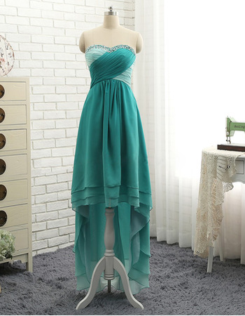 Inexpensive Beautiful Sweetheart High-Low Chiffon Formal Evening Dress