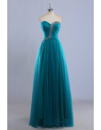 Inexpensive Custom Ball Gown Sweetheart Long Tulle Prom Evening Dress