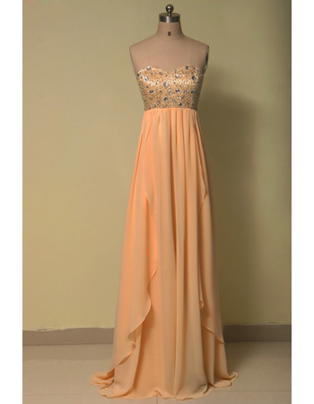 Inexpensive Empire Waist Sweetheart Floor Length Chiffon Evening Dress