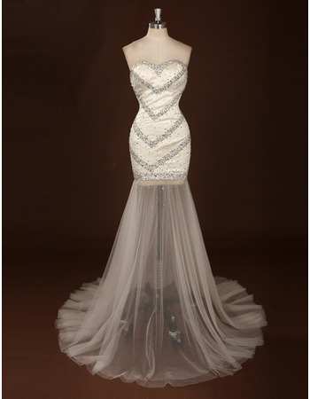 Designer Custom Sheath Sweetheart Long Tulle Skirt Prom Evening Dress
