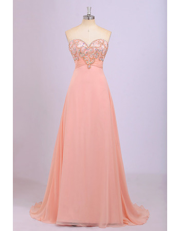 Designer Empire Sweetheart Floor Length Chiffon Prom Evening Dress