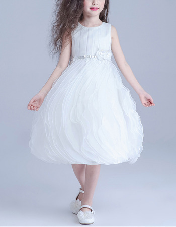Custom Adorable Ball Gown Short Satin Tulle Ruffle Skirt Flower Girl Dress