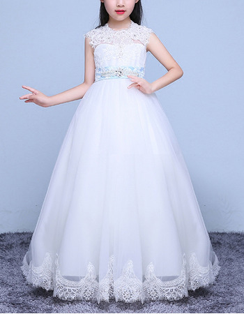 Classy Ball Gown Floor Length Applique Flower Girl Dress with Belt