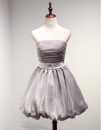 Classy Ball Gown Strapless Short Taffeta Organza Homecoming Dress