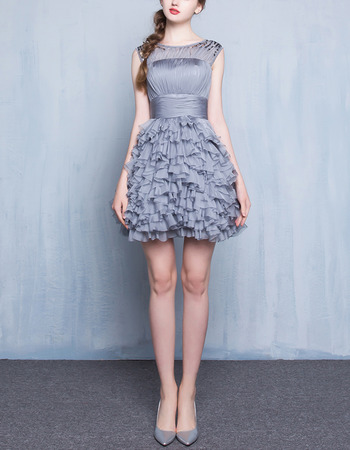 Pretty Sleeveless Short Chiffon Ruffle Skirt Homecoming Dress