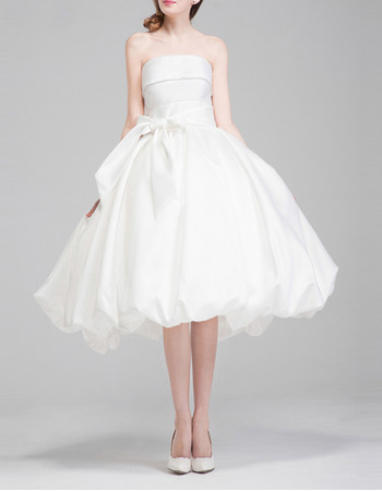 Classic Modern Ball Gown Strapless Knee Length Taffeta Wedding Dress