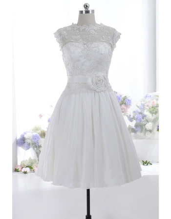 Discount Simple A-Line Sleeveless Knee Length Taffeta Wedding Dress