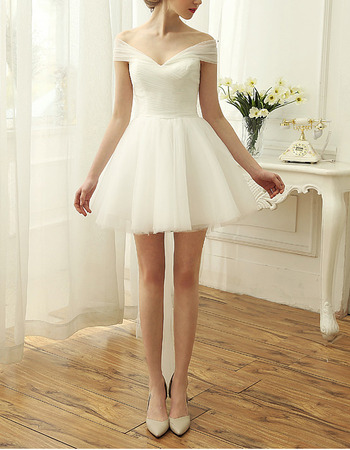 Timeless Chic Off-the-shoulder Cap Sleeves Short Organza Wedding Dress