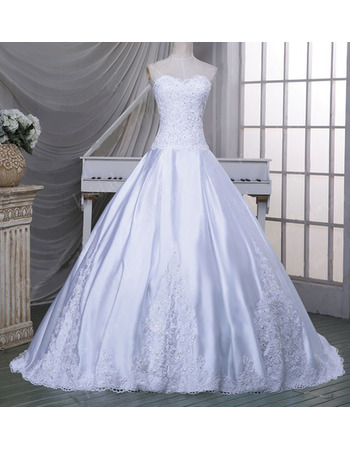 Classic Ball Gown Sweetheart Chapel Train Taffeta Wedding Dress