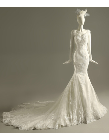 Gorgeous Vintage Bridal Mermaid V-Neck Long Bridal Wedding Dress