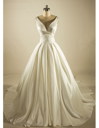 satin wedding dress with train