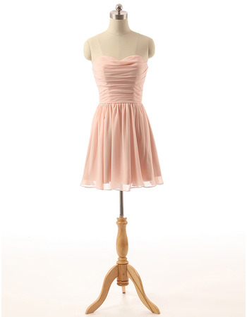 Simple Custom Sweetheart Mini Short Chiffon Bridesmaid Under 100