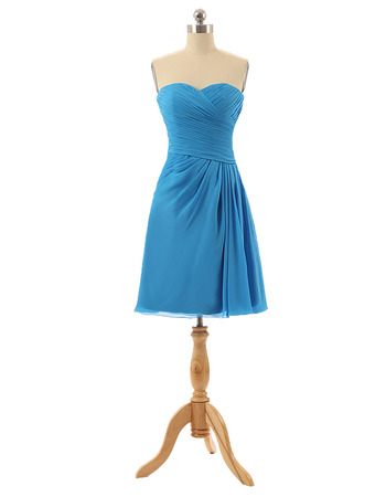 Amazing Sweetheart Short Beach Chiffon Pleated Bridesmaid Dress