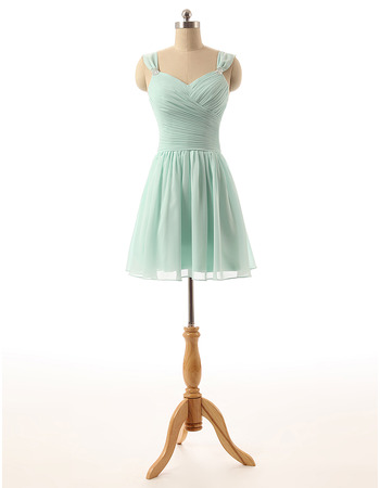 Cheap Custom Sweetheart Short Chiffon Bridesmaid Dress with Straps