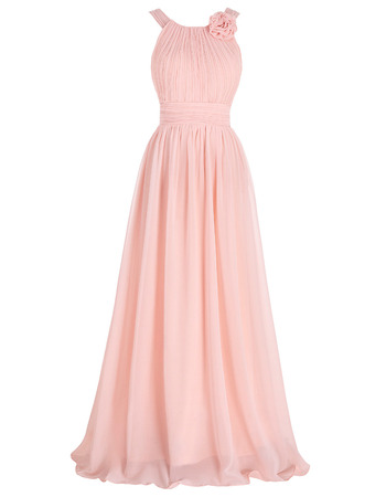 Affordable Full Length Chiffon Bridesmaid Dress with Straps