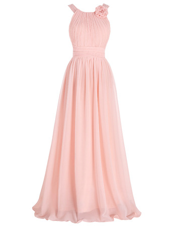Affordable Full Length Chiffon Bridesmaid Dress with Straps