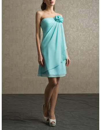 Designer Strapless Short Chiffon Beach Bridesmaid/ Wedding Party Dress