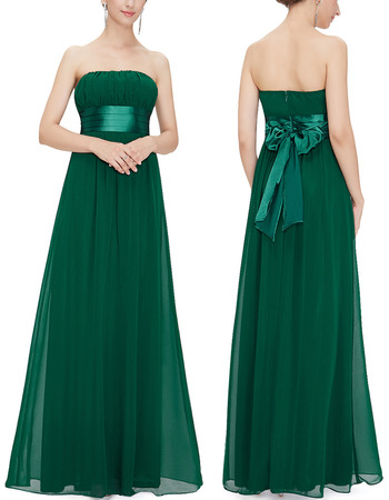 Affordable Strapless Long Beach Chiffon Bridesmaid/ Wedding Party Dress