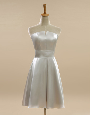 Custom Strapless Short Satin Bridesmaid/ Wedding Party Dress Under 100