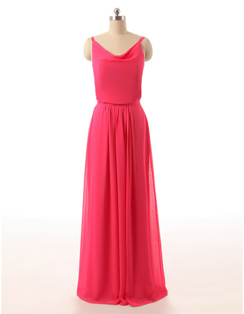 Simple Full Length Chiffon Bridesmaid Dress with Spaghetti Straps