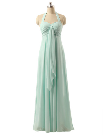 Elegant Halter Sweetheart Floor Length Chiffon Bridesmaid Dress