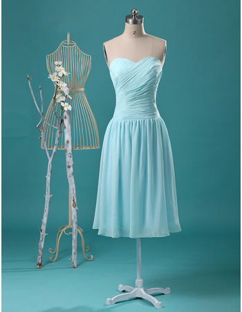 Simple Style Sweetheart Knee Length Chiffon Bridesmaid/ Homecoming Dress
