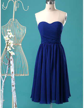 Affordable Sweetheart Knee Length Chiffon Bridesmaid/ Homecoming Dress