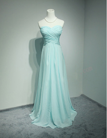 Custom Sweetheart Floor Length Chiffon Pleated Bridesmaid Dress