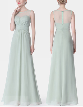 Affordable Classy Sleeveless Long Chiffon Bridesmaid Dress